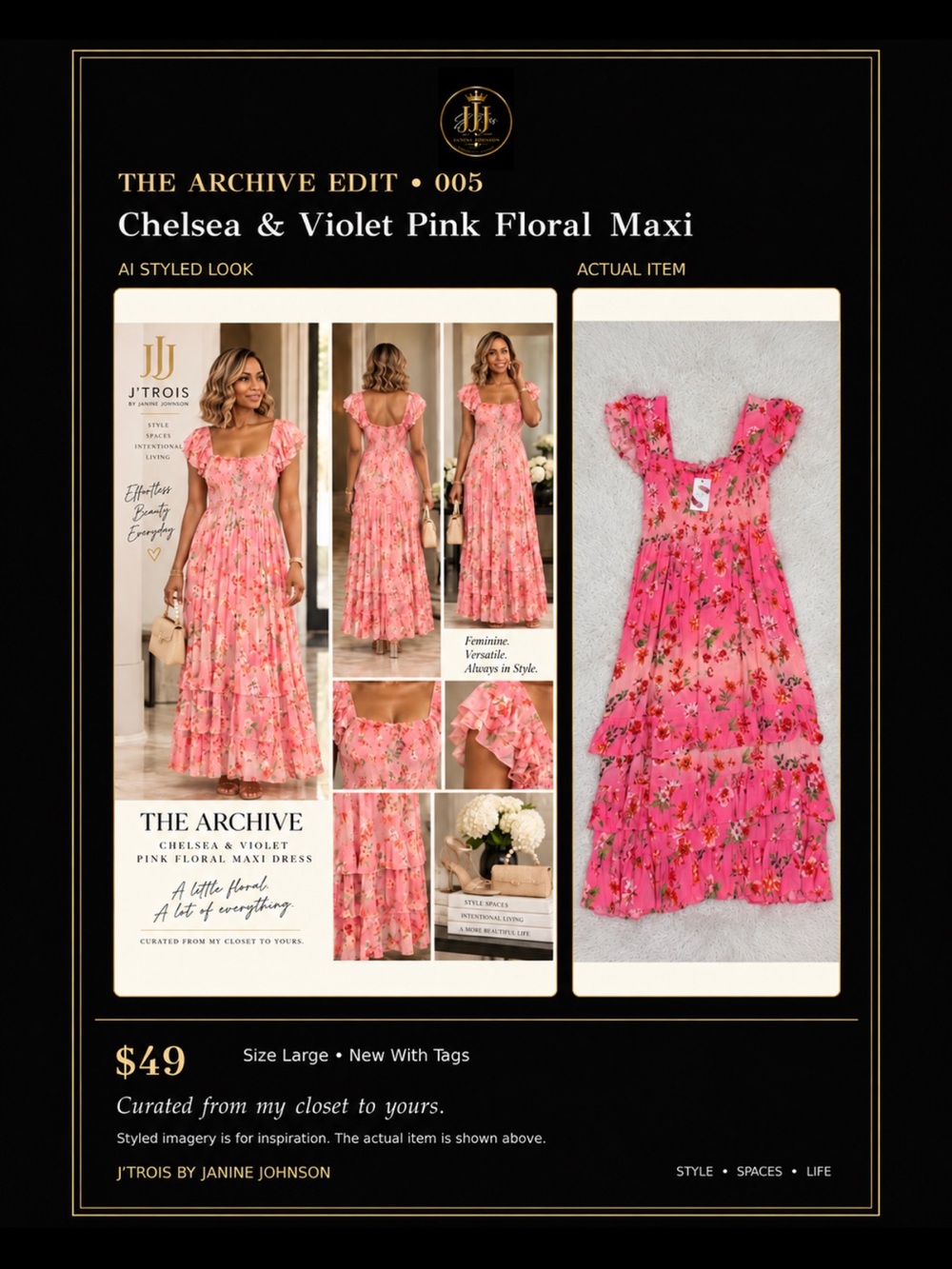 Chelsea & Violet Hot Pink Floral Tiered Maxi Dress
